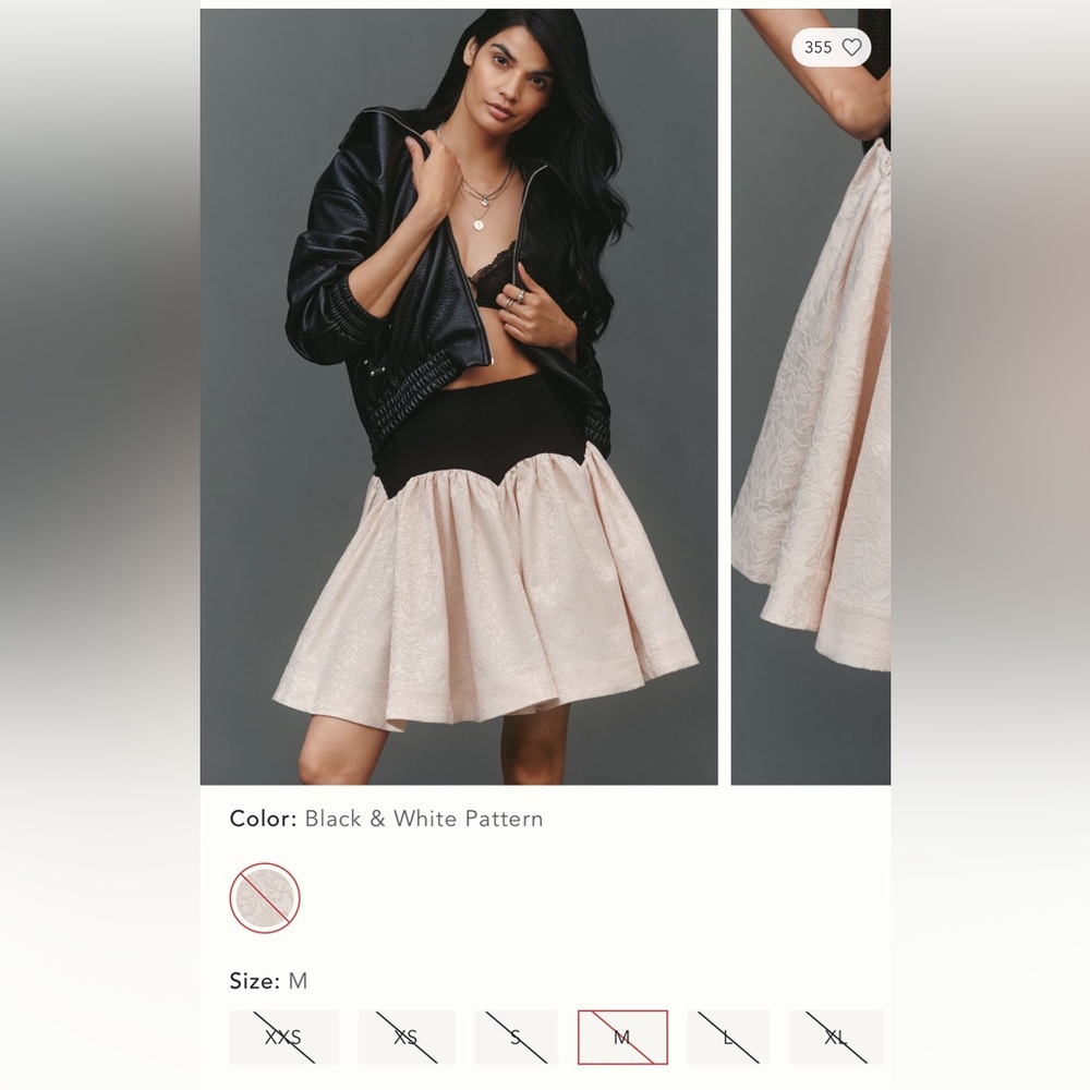 Anthropologie Black Waist Pink Textured Flared Skirt